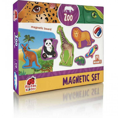 Set magnetic Animale de la Zoo cu Plansa magnetica inclusa, 19 piese Roter foto