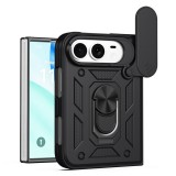Husa iPhone Duo Asteroid GSM CamShield Series, Negru, Protectie Camera, Stand Inel