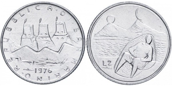 San Marino 1976 - 2 lire UNC