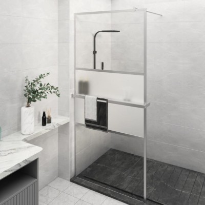 Paravan duș walk-in cu raft crom 100x195 cm sticlă ESG/aluminiu foto