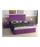 Pat Tapitat Luca Mov + Saltea Lux Ortopedica + Noptiere Tapitate 180x200cm