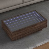 Cumpara ieftin Măsuță de cafea cu LED stejar maro 90x50x30 cm lemn prelucrat