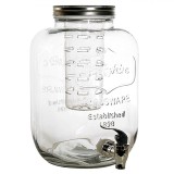 Recipient Sticlă, Model Reliefat, Robinet și Capac Acumulator Gheață, Capacitate 5L, Transparent, Oem