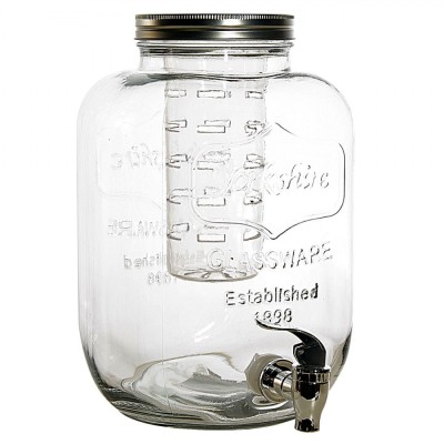 Recipient Sticlă, Model Reliefat, Robinet și Capac Acumulator Gheață, Capacitate 5L, Transparent foto