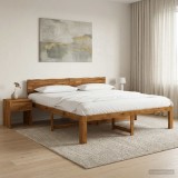 Cumpara ieftin Cadru de pat dublu cu spatar ROSTOCK natural 193 x 203 cm