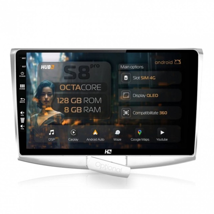 Navigatie Volkswagen Passat B6 B7 CC 8GB RAM Android 13 Octacore Slot Sim 4G DSP GPS Wi-FI Carplay Android Auto USB Waze 10.1 Inch