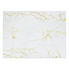 Tocator Sticla, Marble, Dimensiune 40x30cm, Incasabil, Marmura, Alb cu Auriu