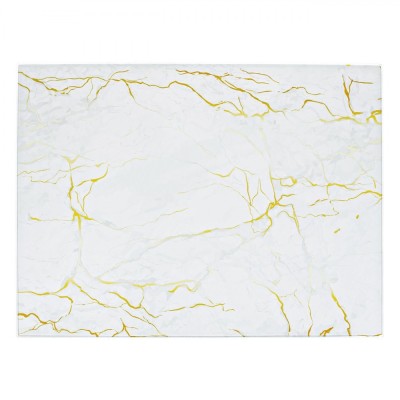 Tocator Sticla, Marble, Dimensiune 40x30cm, Incasabil, Marmura, Alb cu Auriu foto
