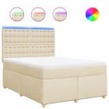 Cumpara ieftin Pat continental cu saltea, crem, 140x200 cm, material textil