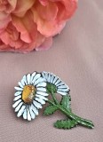 BROȘĂ VINTAGE DIN METAL ARGINTIU, MODEL FLORAL CU MARGARETE