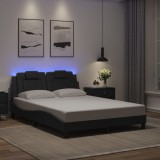 Cumpara ieftin Cadru de pat cu lumini LED, negru, 140x200 cm, piele ecologică