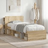 vidaXL Cadru de pat cu depozitare Stejar Sonoma 75 x 190 cm 3433318