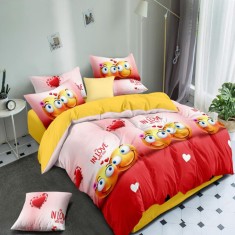 Lenjerie pat dublu,bumbac finet,6 piese,cearceaf normal 220x240cm, cearceaf pilota 200x220cm, 2 fete de perna 50x70, 2 fete de perna 70x70-M120