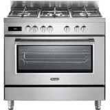 Aragaz profesional De Longhi PRO 96 MX ED RO, 5 arzatoare, Gaz + Electric, L 90 cm, Grill, inox