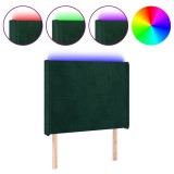 Cumpara ieftin Tablie de pat cu LED, verde inchis, 83x16x118/128 cm, catifea