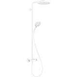 Sistem de dus cu baterie termostatata, alb mat, Hansgrohe Raindance Select S 240