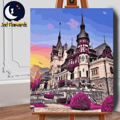 Set pictura pe numere (panza) Castelul Peles din Romania 50x40 cm foto