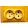 Priza schuko dubla Mono Electric Larissa, incastrata, contact de protectie, rama inclusa, stejar