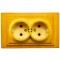 Priza schuko dubla Mono Electric Larissa, incastrata, contact de protectie, rama inclusa, stejar