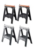 Set de 2 capre universale din plastic, capacitate de &icirc;ncărcare 200 kg fiecare, portocaliu cu raft perforat