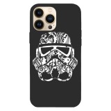 Husa compatibila cu Apple iPhone 15 Pro Max model Stormtrooper face tattoo, Silicon, TPU, Viceversa, Transparent, Carcasa