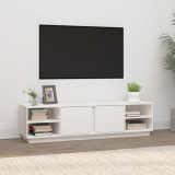 Comoda TV Gossi, Alb, 156x40x40 cm, Lemn Masiv Pin, Dulap Living, Spatiu Depozitare, Design Modern