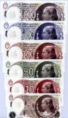 ARGENTINA - FANTASY NOTES - 5 + 10 + 50 + 100 + 500 + 1000 PESOS EVA PERON - UNC