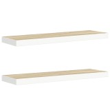 Cumpara ieftin Rafturi perete suspendate 2 buc. stejar/alb 90x23,5x3,8 cm MDF