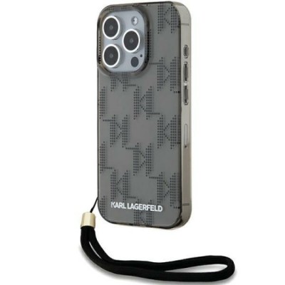 Husa pentru iPhone 15 Pro Max - Karl Lagerfeld IML Luxury (KLHCP15XHKDPNSK) - Mono KL Pattern&amp;amp;Cord foto