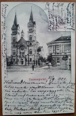 Carte postala, Timisoara, Catedrala Romano catolica, 1901 foto
