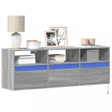 Cumpara ieftin Comodă TV de perete cu lumini LED, gri sonoma, 130x31x45 cm
