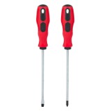 Set 2 Șurubelnițe cu M&acirc;ner de Cauciuc, Cap Stea și Drept, 21 cm, Roșu, CMCLASS