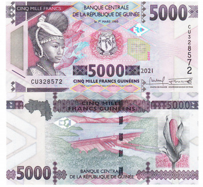 Guineea 5 000 Francs 2021 P-49c UNC foto