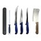 Set profesional de macelarie, injunghiat, transat, dezosat, filetat, suport magnetic, satar 3 cutite, masat pentru ascutit