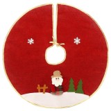 Covoras decorativ sub brad de Craciun, 60 cm, rosu cu model Mos Craciun