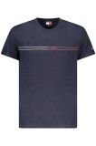 Cumpara ieftin Tommy Jeans Tricou barbati, cu imprimeu si mini logo pe maneca, Slim Fit, Bleumarin, S