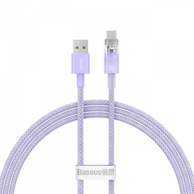 Cablu Date si Incarcare USB-A - USB-C Baseus Explorer, 100W, 1m, Mov CATS010405 foto