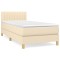 Pat box spring cu saltea, crem, 90x200 cm, textil