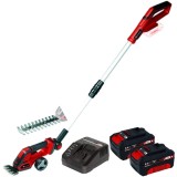 Einhell GE-CG 18/100 Li T PXC + Twinpack + 4514095 - Masina de tuns gard viu 20 cm + Set 2 acumulatori si incarcator Li-Ion 18 V 4 Ah