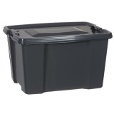 Cutie de plastic cu capac pentru depozitare, Negru, 30 litri