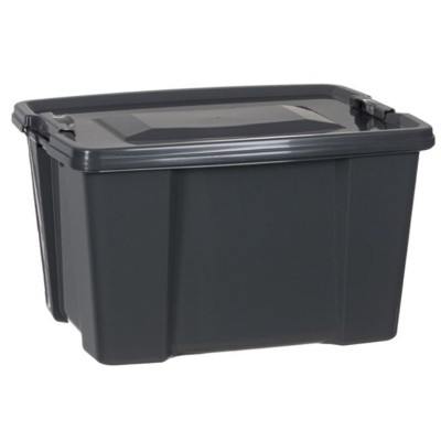 Cutie de plastic cu capac pentru depozitare, Negru, 30 litri foto