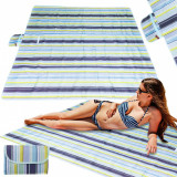 Saltea impermeabila de plaja sau picnic 200 x 200 cm Blue Strips, Ikonka