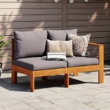 Canapea gradina 2 locuri Gossi, lemn acacia, perne incluse, gri inchis, 114x68x64 cm