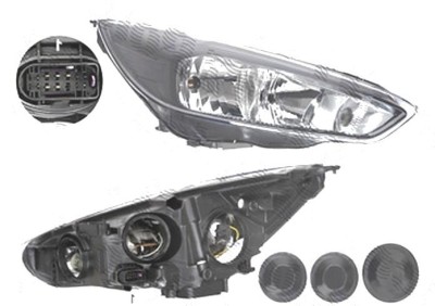 Far FORD FOCUS III, 10.2014-08.2018, DEPO, fata, partea dreapta, tip bec H1+H7+PY21W+W5W; electric; negru; cu motor; foto