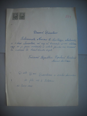 HOPCT DOCUMENT VECHI NR 425 MARCUS S -EVREU-SCOALA NR 3 FETE BOTOSANI 1949 foto