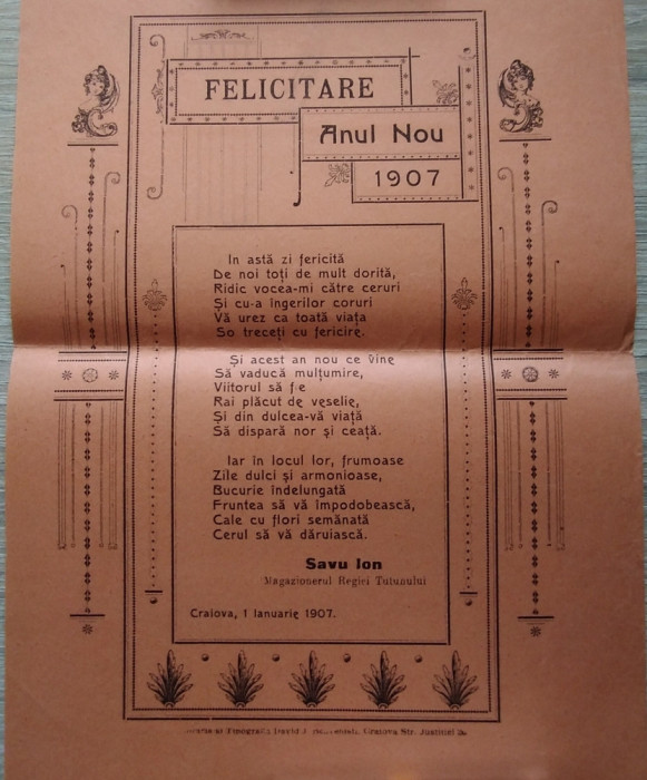 2 FELICITĂRI DE ANUL NOU 1907 - Rom&acirc;nia
