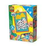 Primul meu set creativ cu carduri animale si 36 stickere autocolante, 1-4 ani, SES Creative