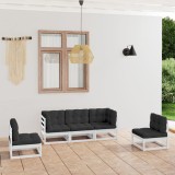 vidaXL Set mobilier de grădină cu perne, 5 piese, lemn masiv de pin 3076440