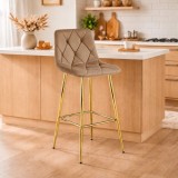Scaun de bucatarie/bar,Artool,Nado,catifea maro,picioare metal auriu,43.5x49x102 cm