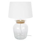 Veioza Hinderliter, sticla/bumbac, transparent/alb, 45 x 30 x 30 cm